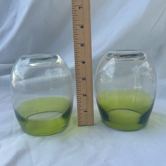Green Handblown Lowball Cocktail Glasses - Picture 5 of 5